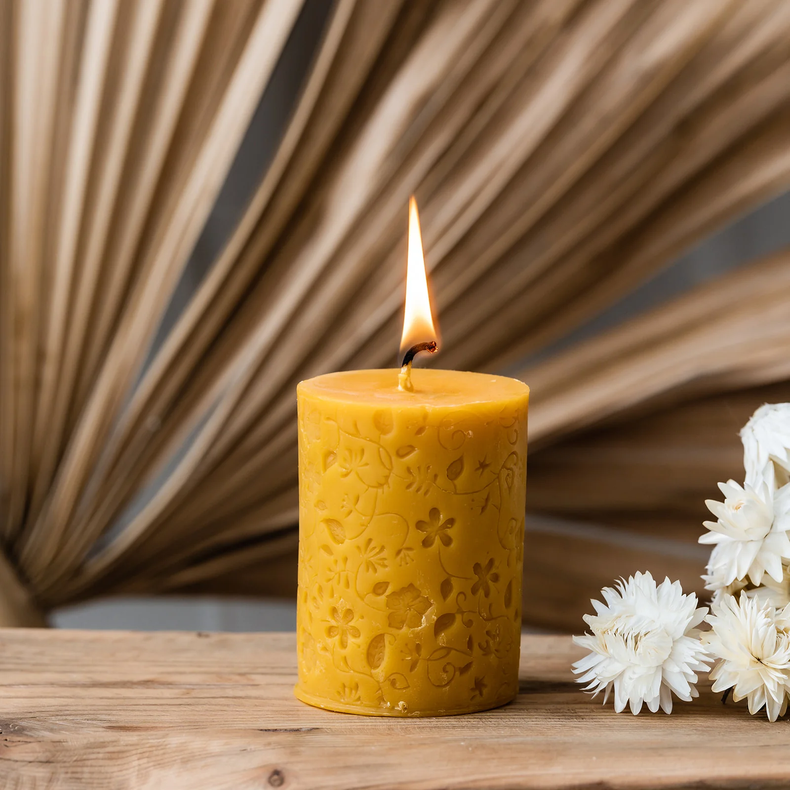 Beeswax Candle - Flowers - Image 3
